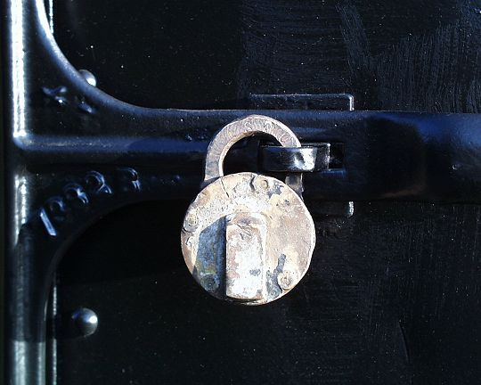 Closeup of SP Co. lock.
